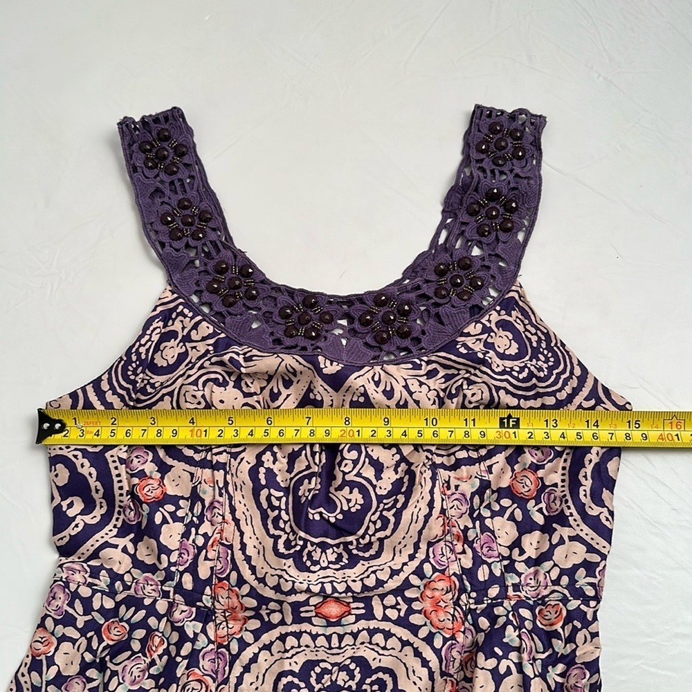 Free People purple crochet beaded sleeveless cocktail dress - Picture 6 of 10